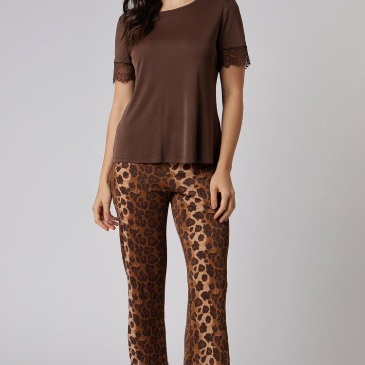 Pijama Feminino Pantacourt Onça Brown