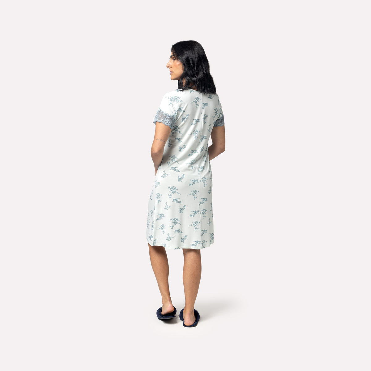 Camisão Feminino Blue Garden com Renda