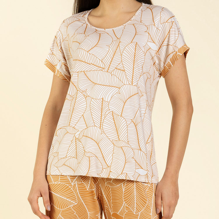 Pijama Feminino Capri Folha Gold