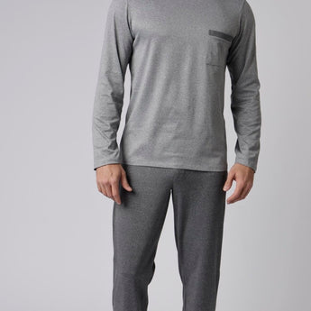 Pijama Masculino Longo Cinza Mescla