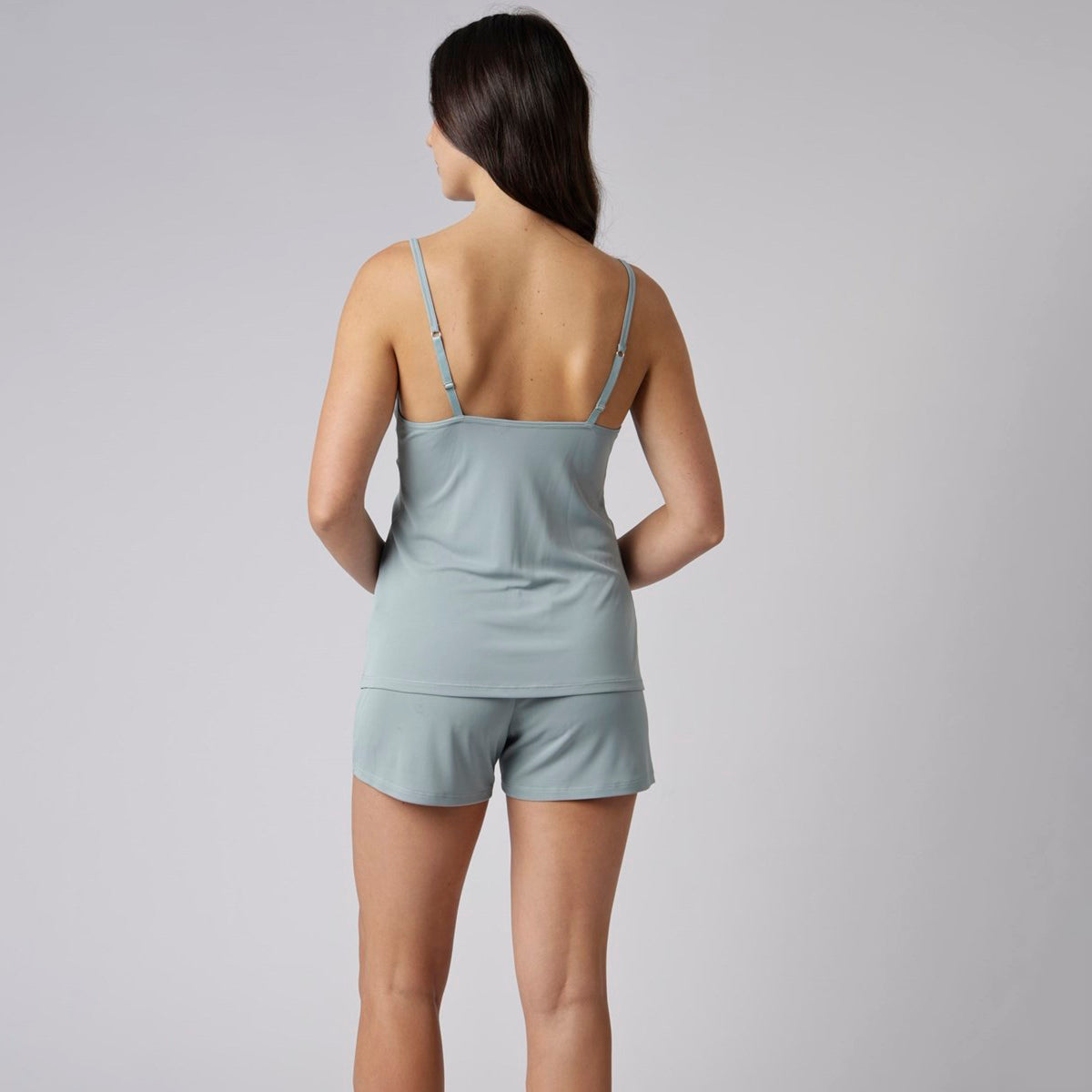 Short Doll de Alça Fina Verde Alecrim com Renda