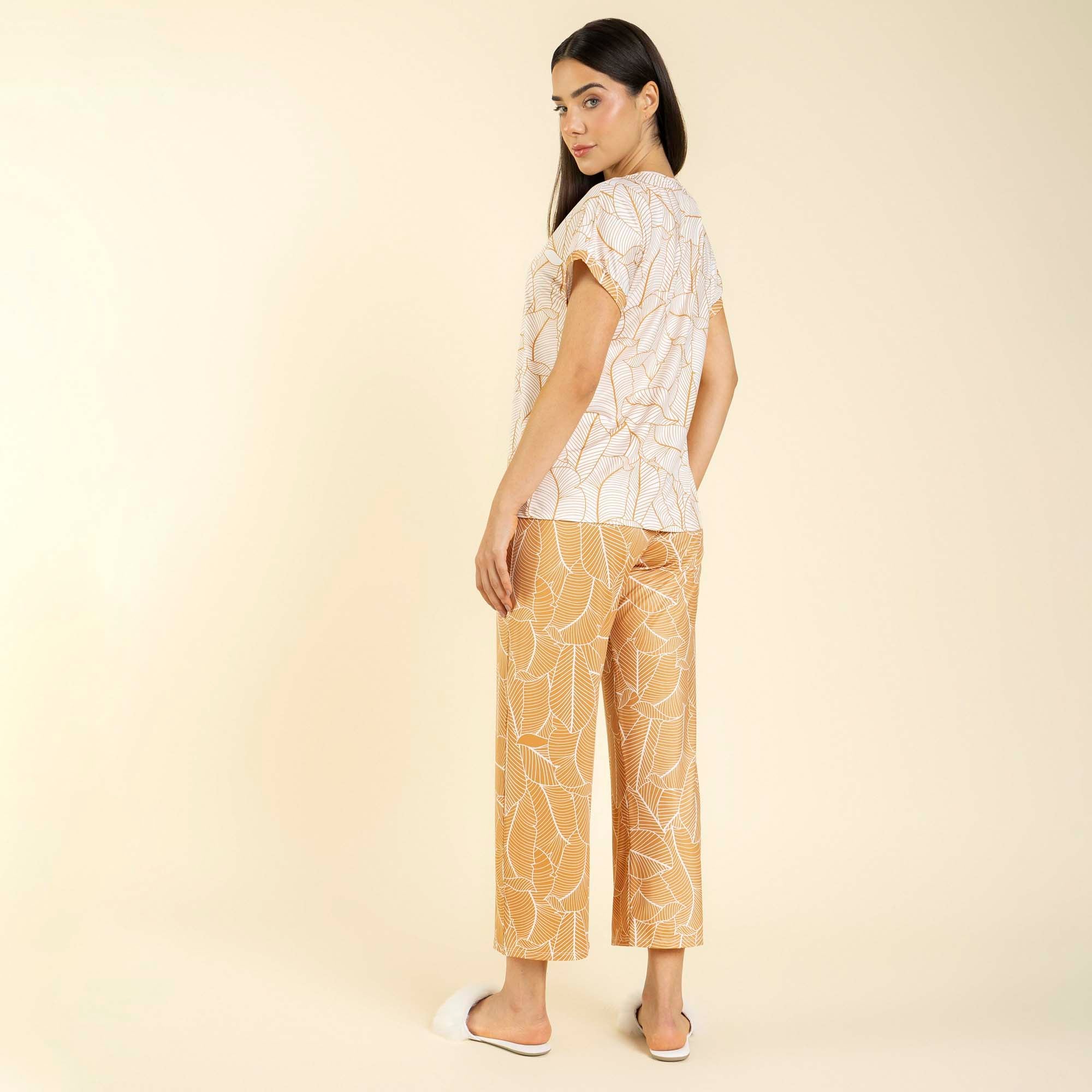 Pijama Feminino Capri Folha Gold