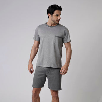 Pijama Masculino Curto Cinza Mescla