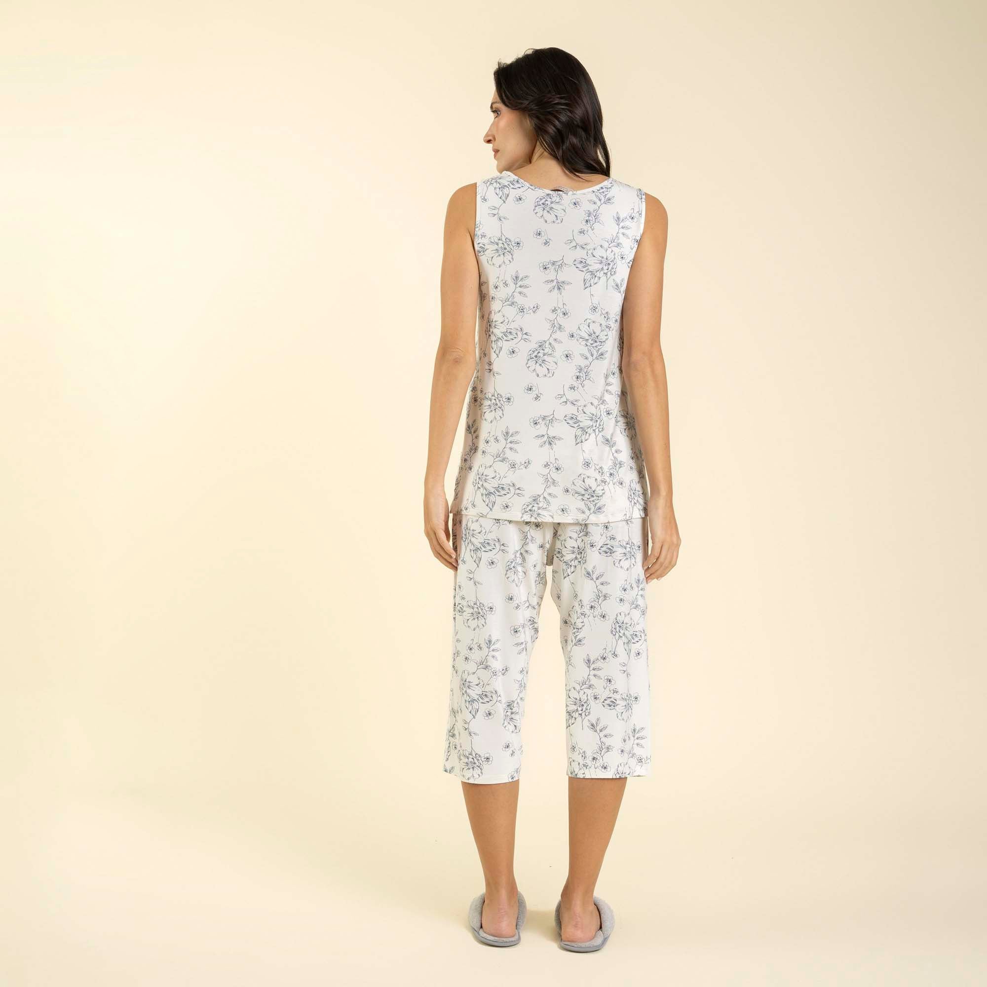 Pijama Feminino Capri Blossom Azul Platinum