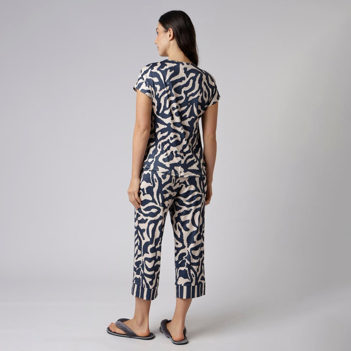 Pijama Feminino Capri Marinho Orgânico
