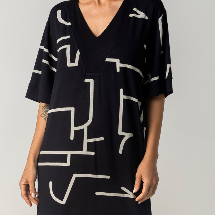 Kaftan Feminino Longo Modernique Preto