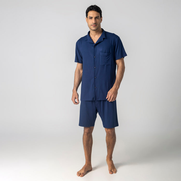 Pijama Masculino Curto Aberto Marinho