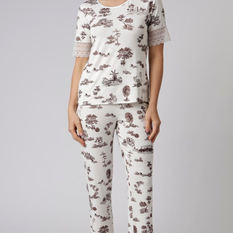 Pijama Feminino Capri Toile com Renda