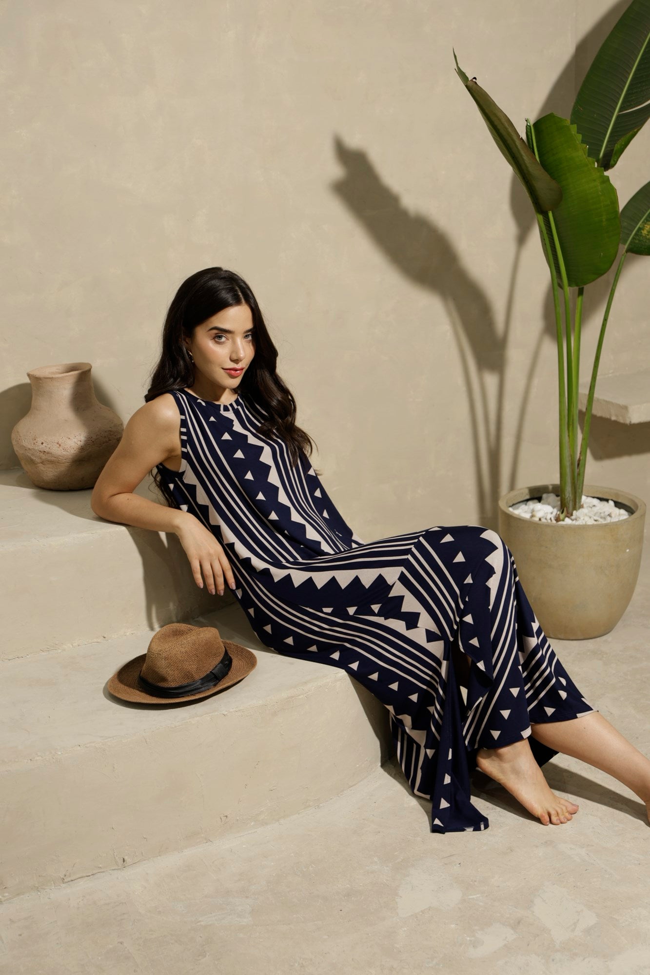 Camisola Longa Regata Geometric Marinho