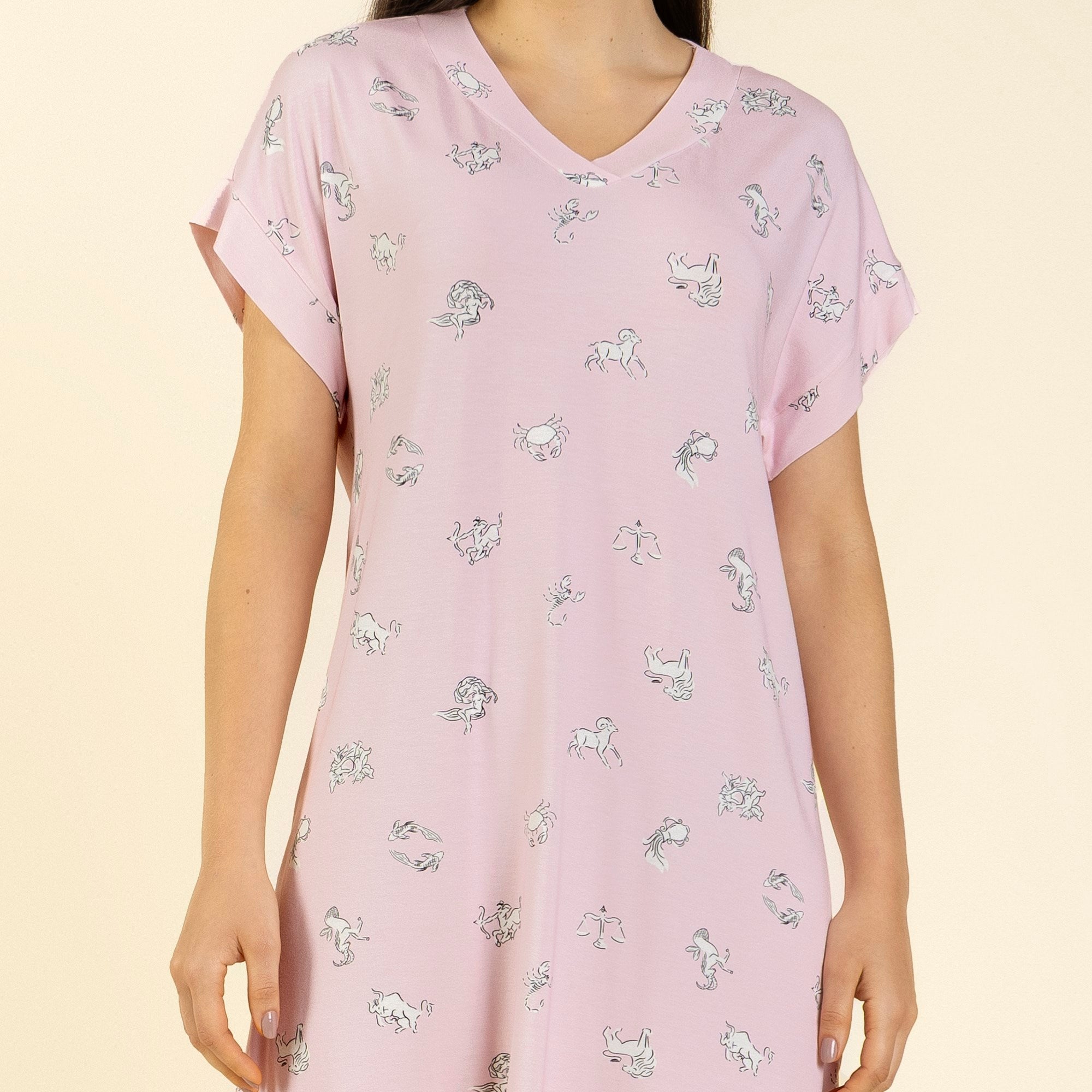 Camisão Feminino Curto Rosa Zodíaco