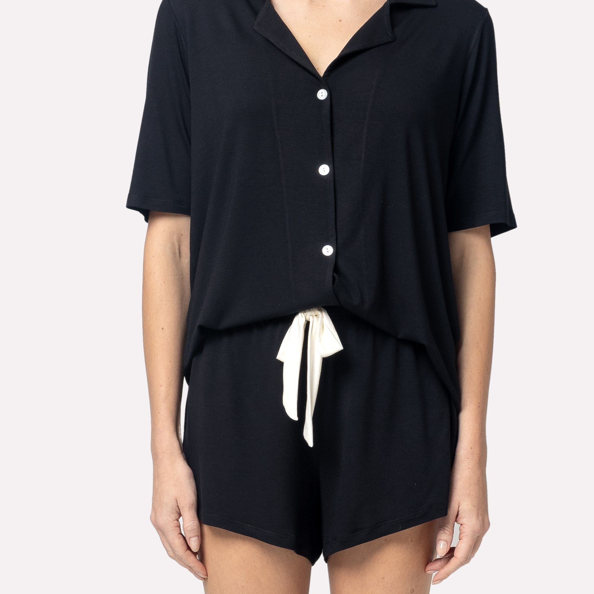 Pijama Feminino Curto Aberto Preto