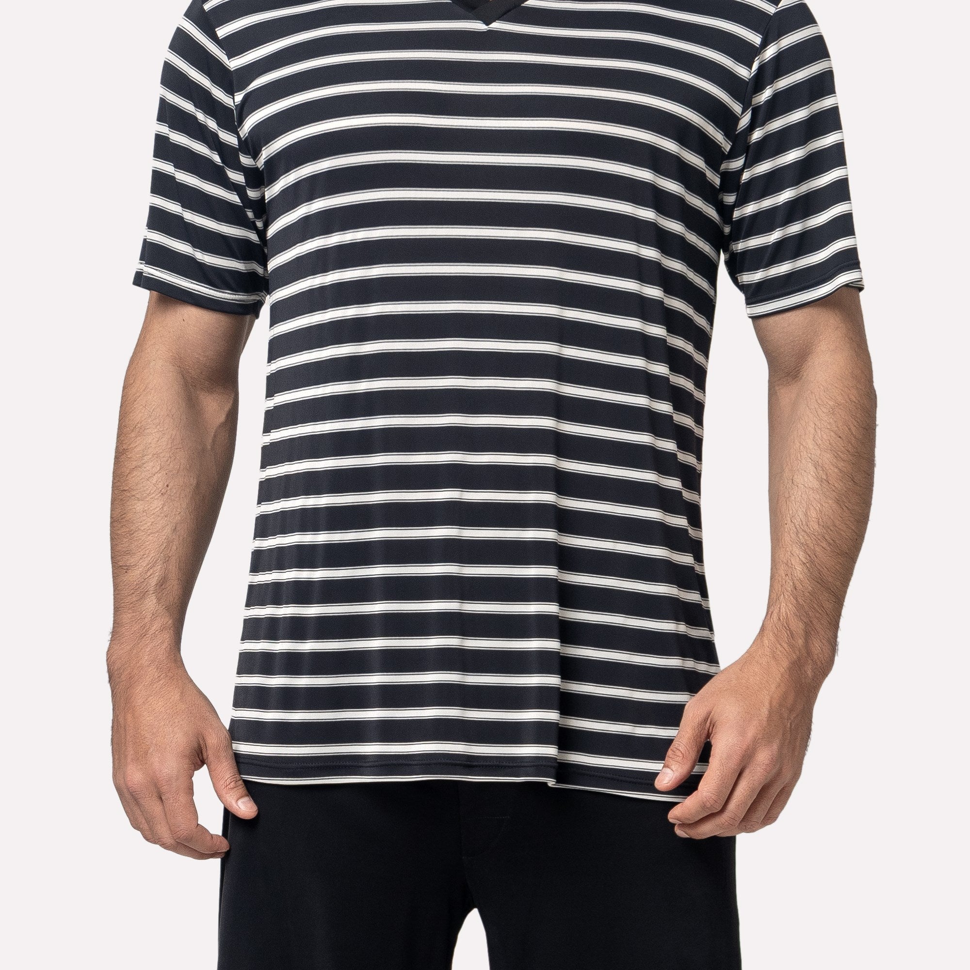 Pijama Masculino Manga Curta Listrado Preto