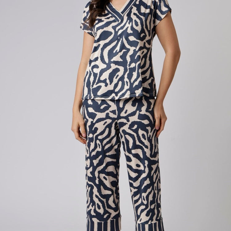 Pijama Feminino Capri Marinho Orgânico