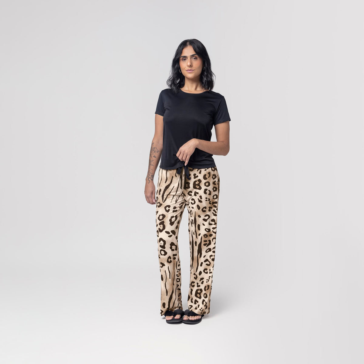 Pijama Feminino Manga Curta Animal Print