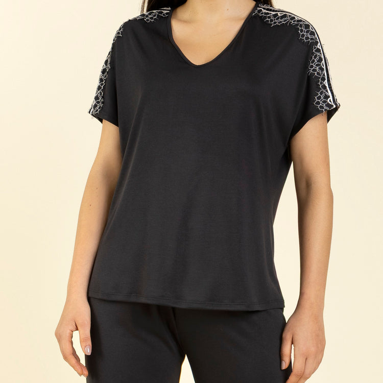 Pijama Feminino Capri Modal Preto