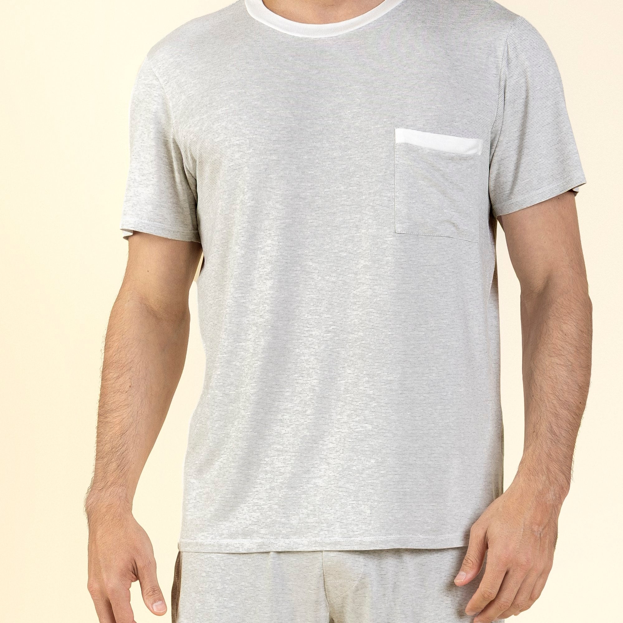 Pijama Masculino Curto Visco Stripe Mescla