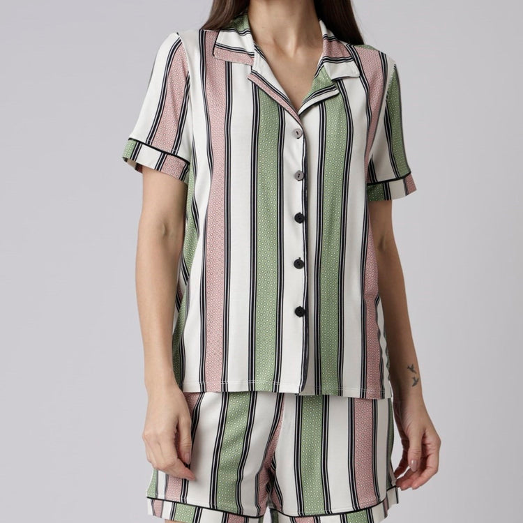 Pijama Feminino Curto Aberto Listrado Style