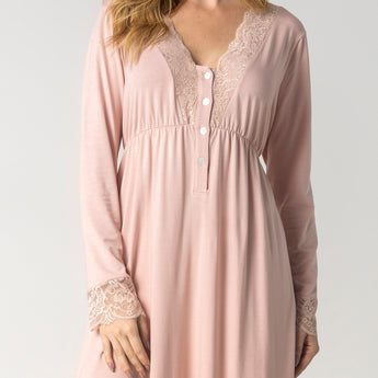 Camisão Feminino Longo Gestante Rosa Suave