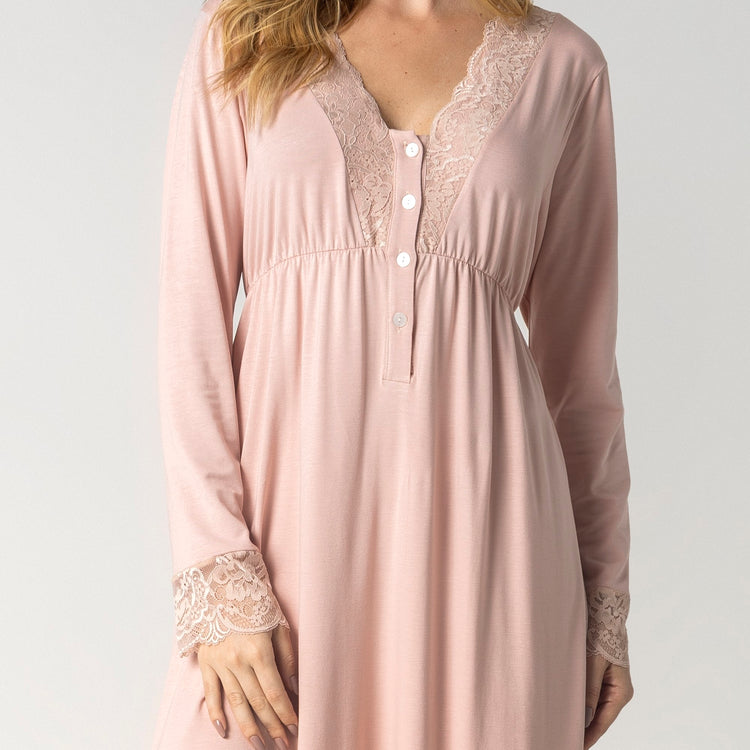Camisão Feminino Longo Gestante Rosa Suave