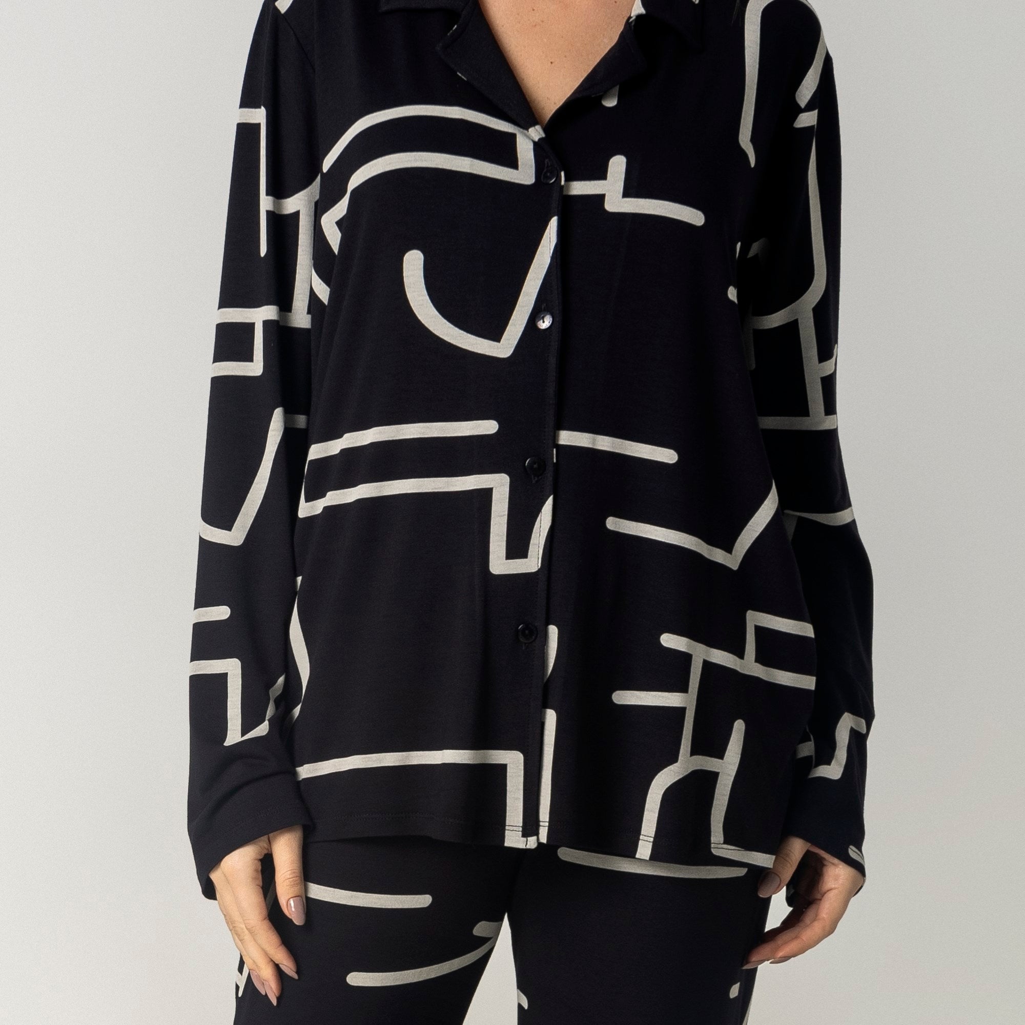 Pijama Feminino Aberto Modernique Preto