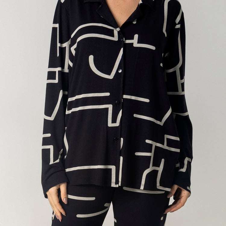 Pijama Feminino Aberto Modernique Preto