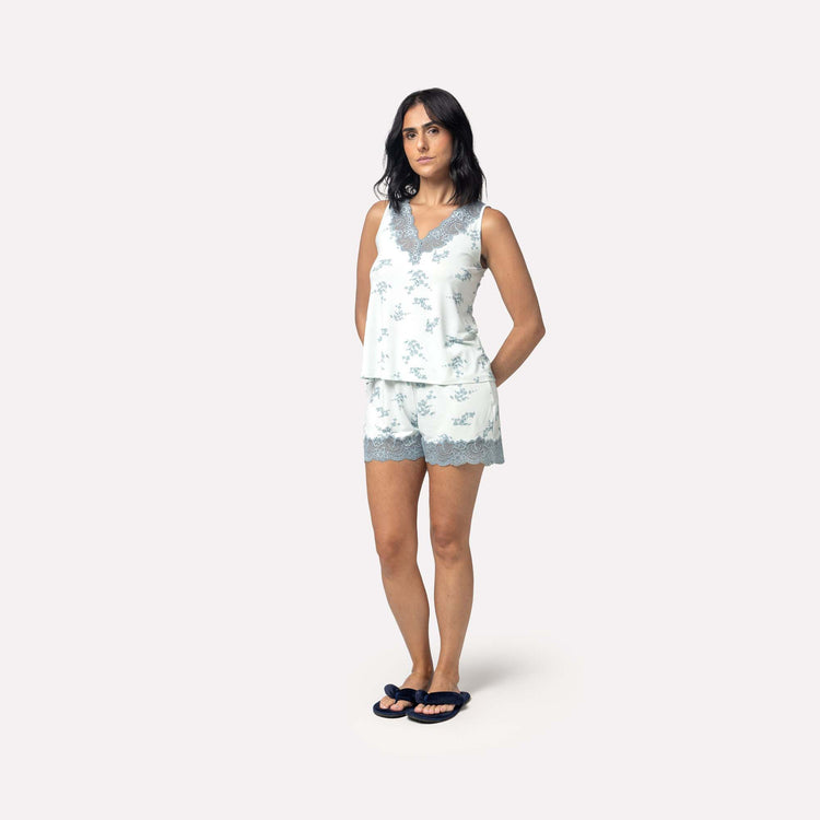 Short Doll Regata Blue Garden com Renda