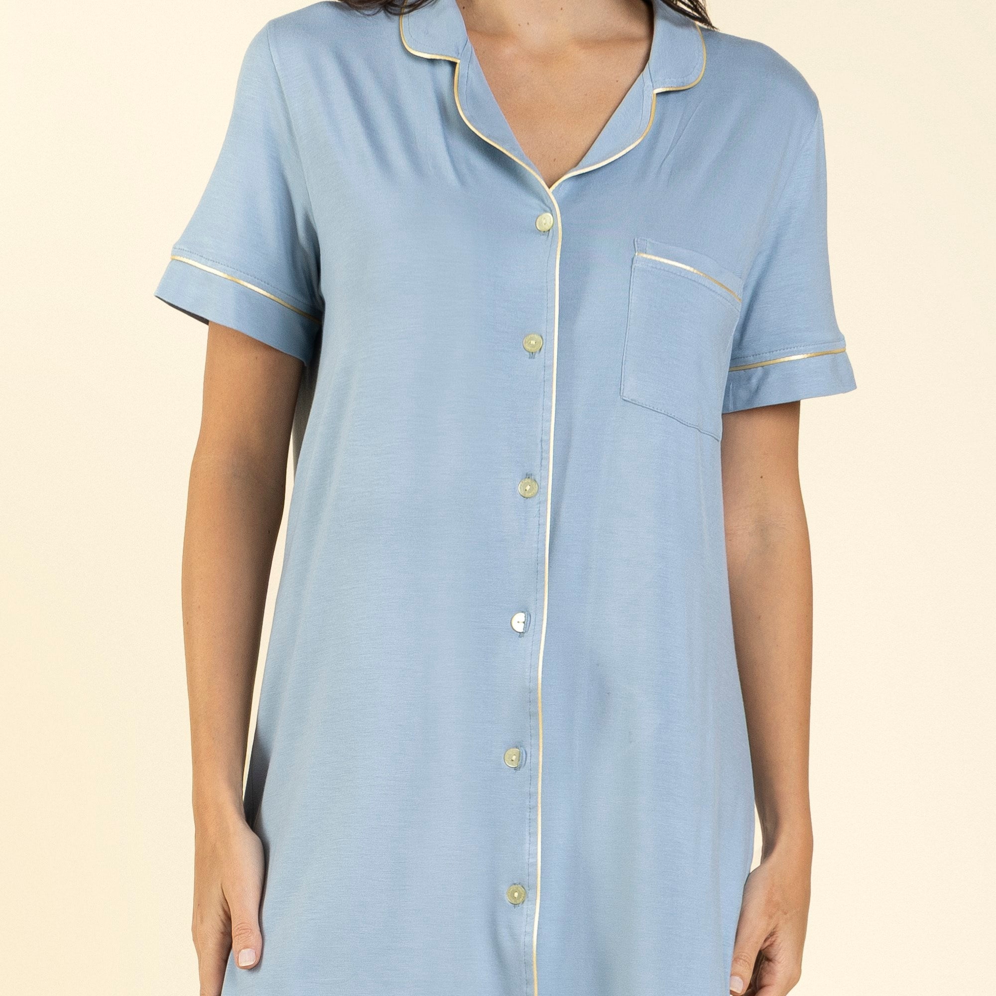 Camisão Feminino Curto Aberto Azul Sereno