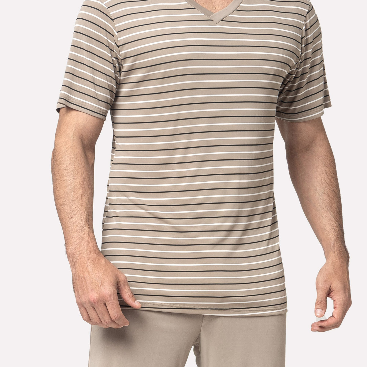 Pijama Masculino Curto Listrado Castanho