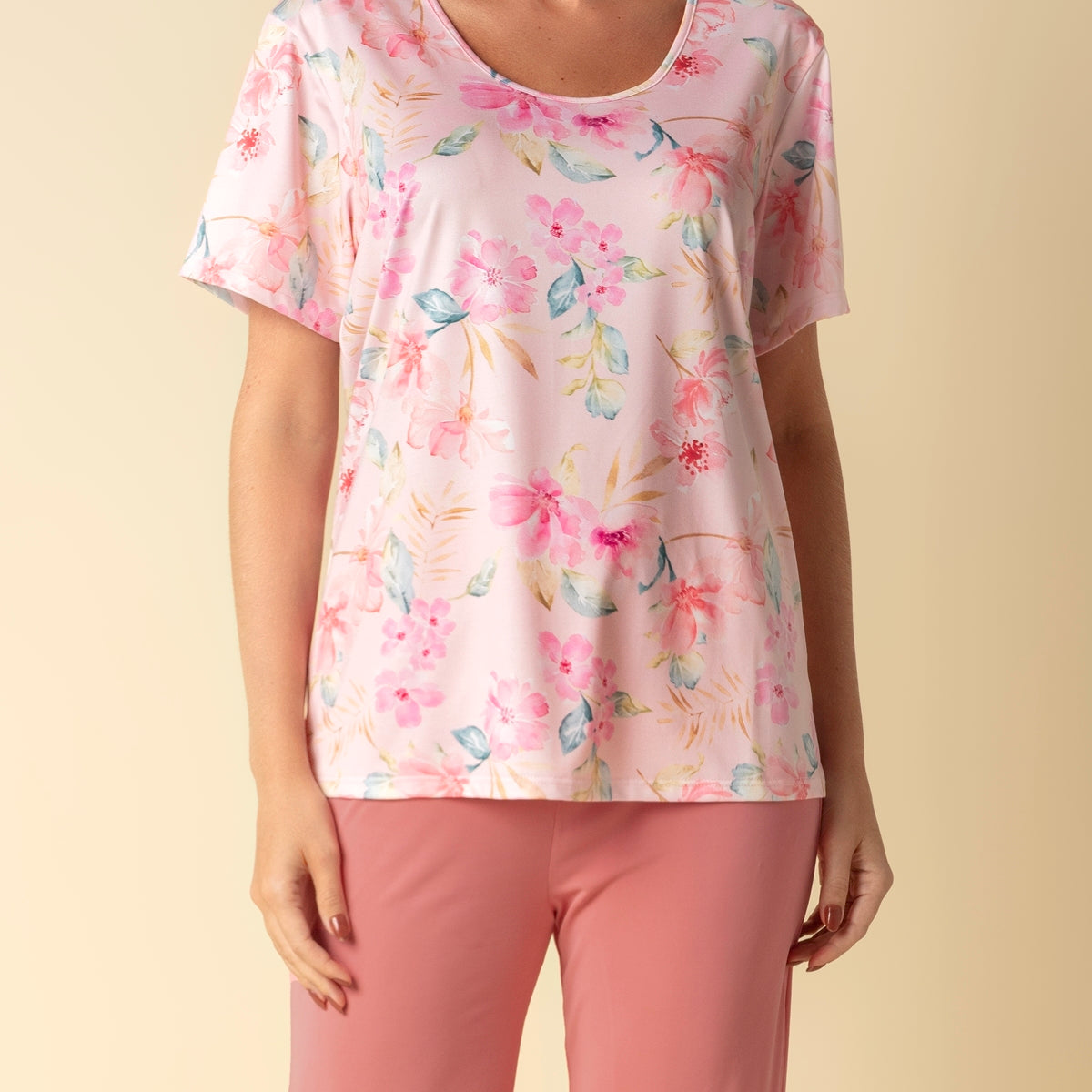 Bermudoll Feminino Rosa Floral Bisol