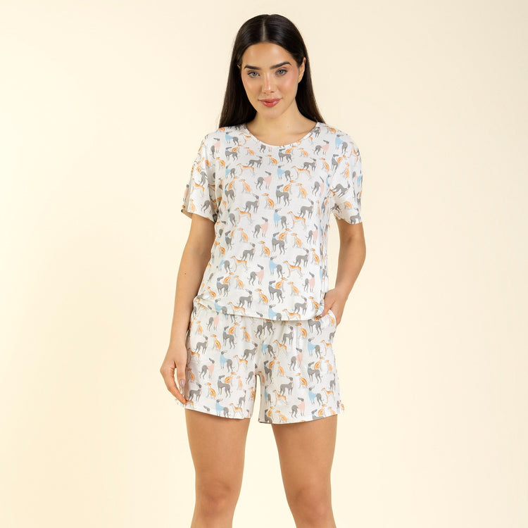 Pijama Feminino Curto Branco Greyhound