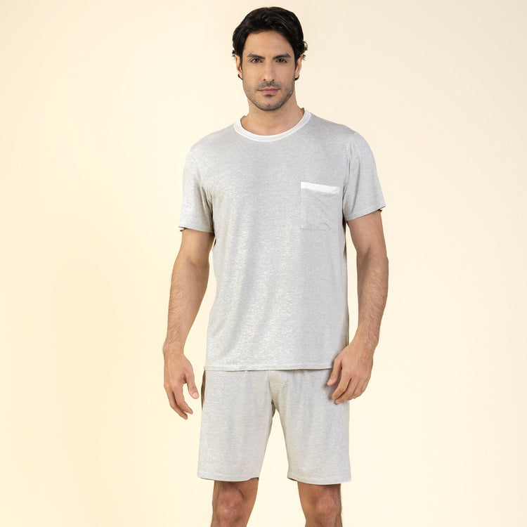 Pijama Masculino Curto Visco Stripe Mescla