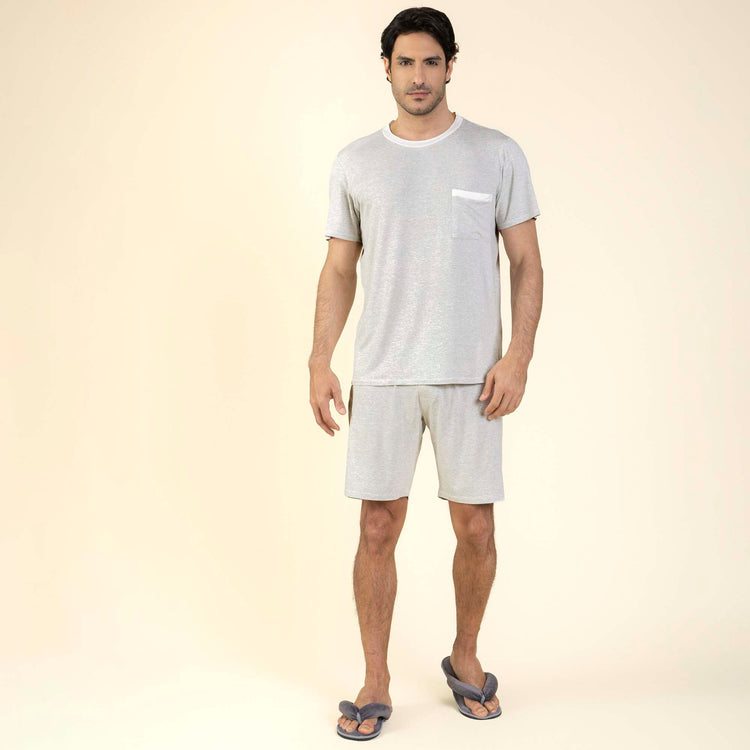 Pijama Masculino Curto Visco Stripe Mescla