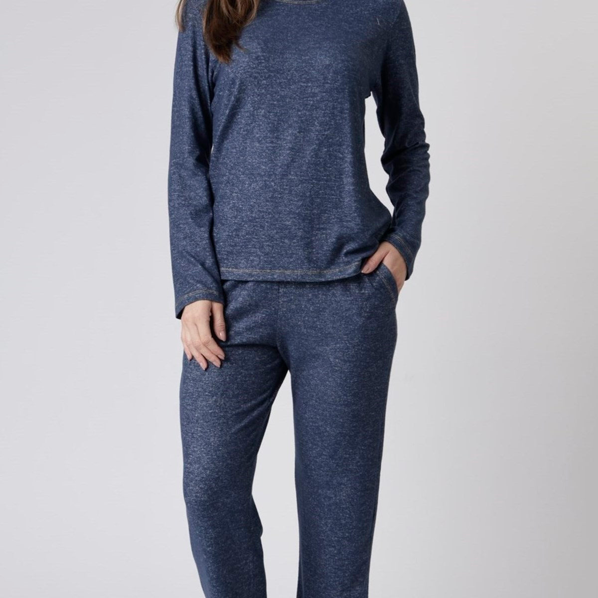 Pijama Feminino Longo Cashmere Marinho