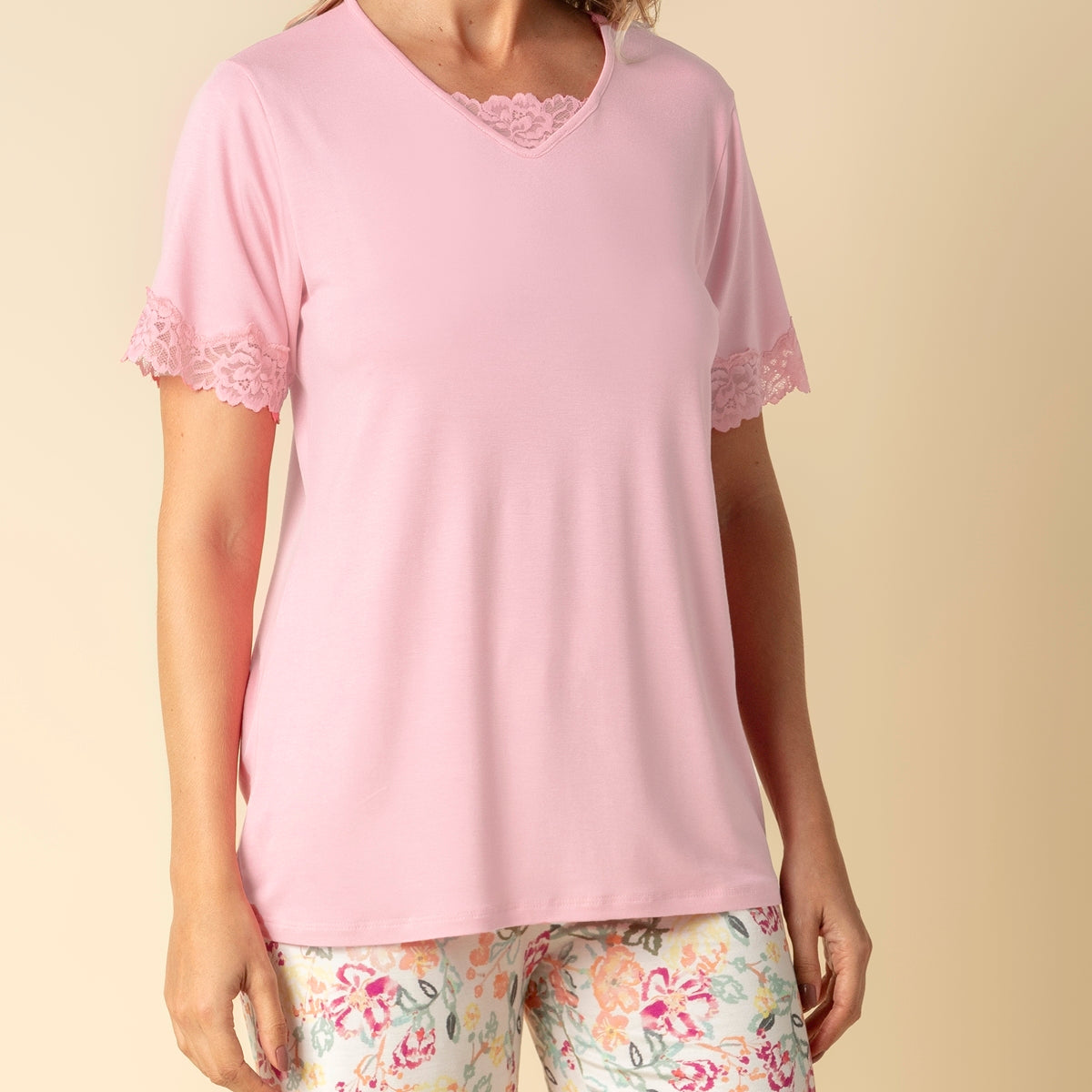 Pijama Feminino Curto Rosa Garden