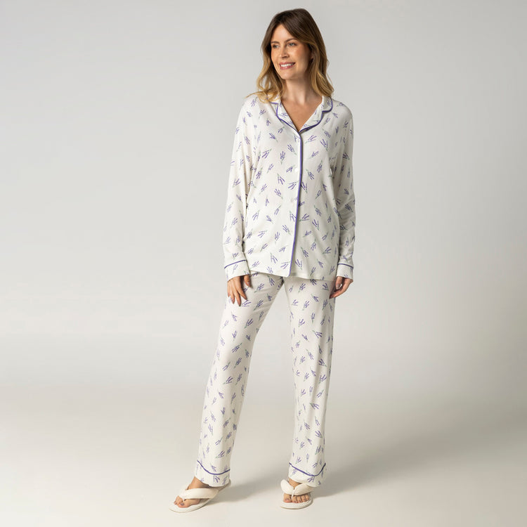 Pijama Feminino Aberto Branco Lavanda