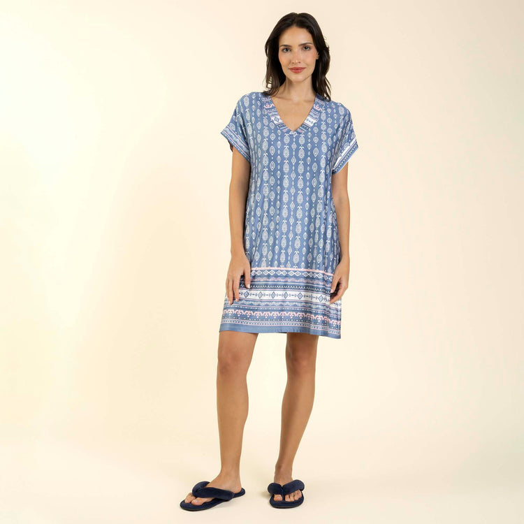 Camisão Feminino Curto Azul Maruru