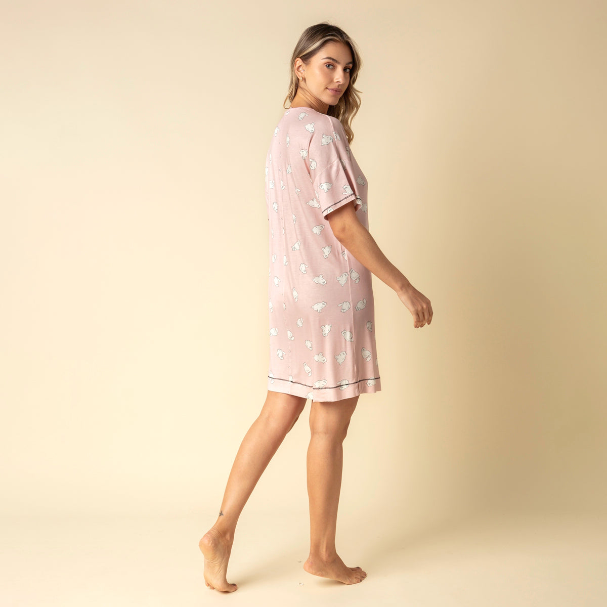 Camisão Feminino Curto Rosa Cool Cat