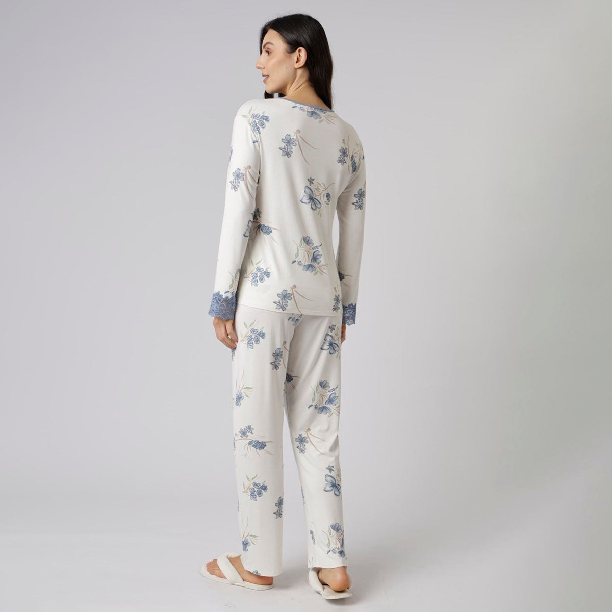 Pijama Feminino Longo Jardim Blue