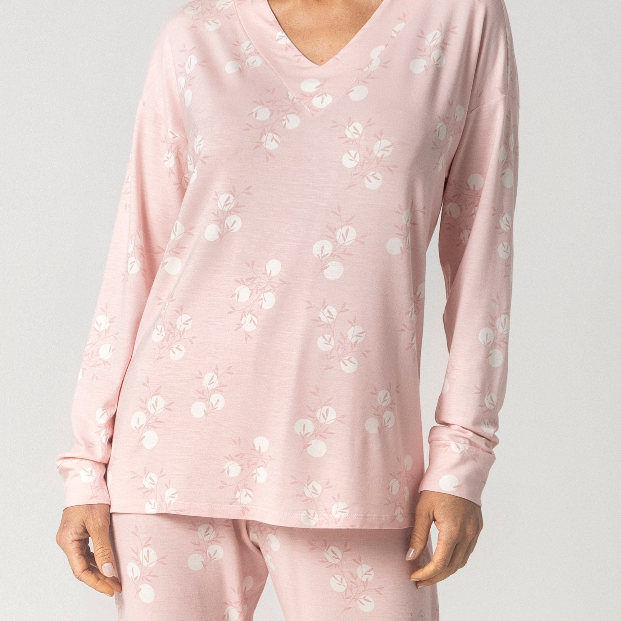 Pijama Feminino Longo Rosa Folliage