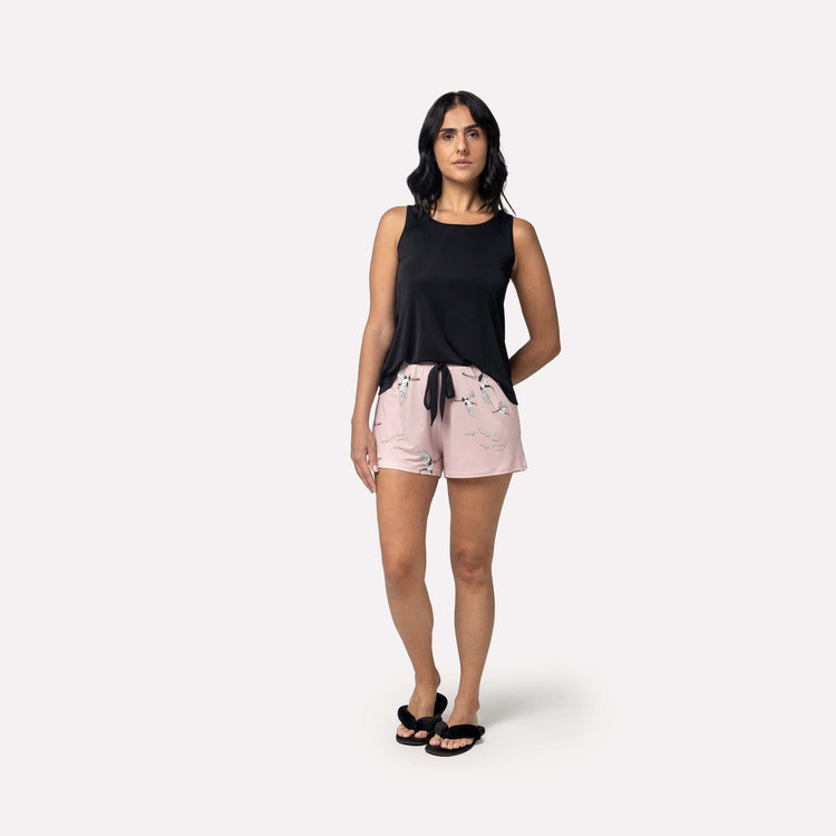 Short Doll Regata Rosa Heron com Preto