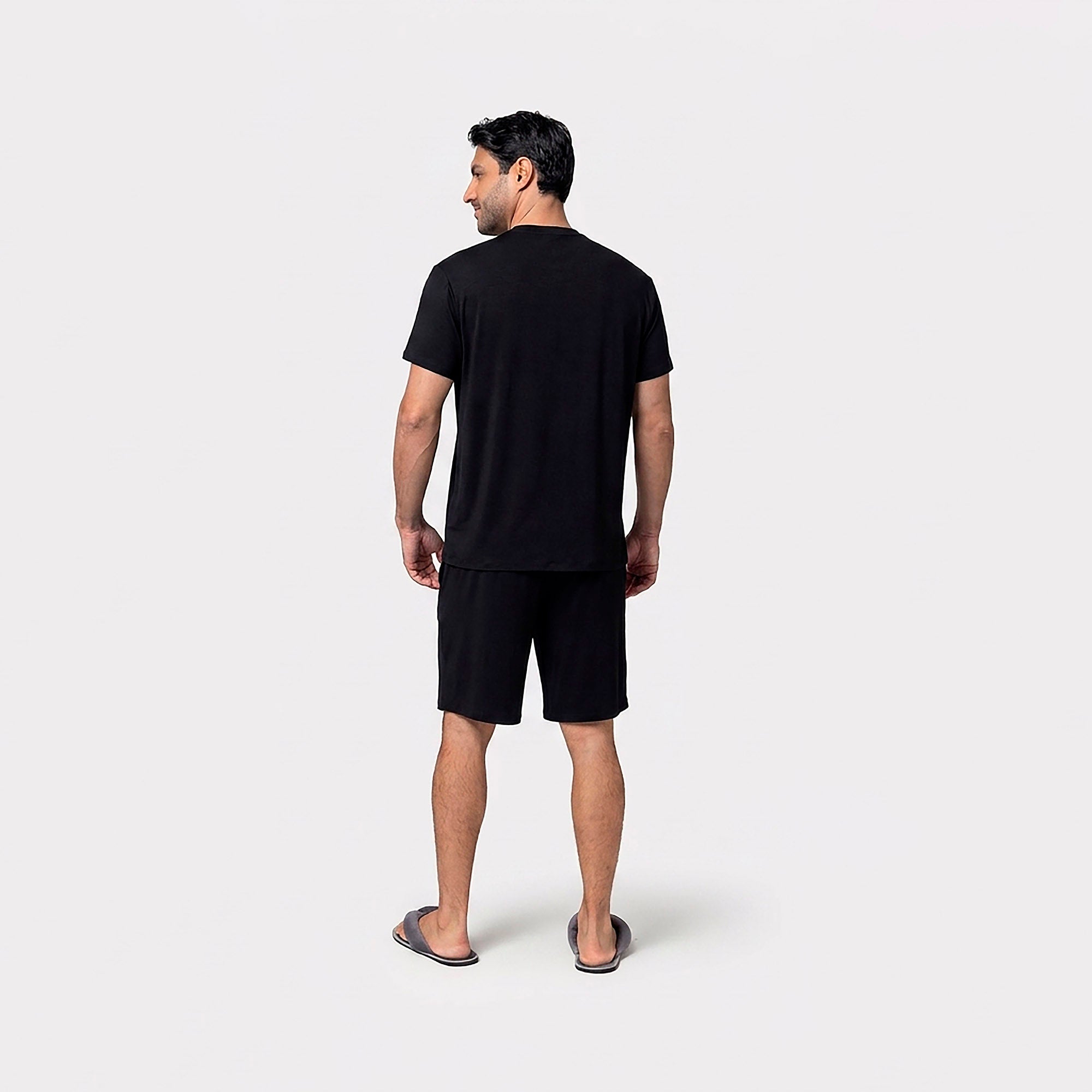 Pijama Masculino Curto Preto com Bolso