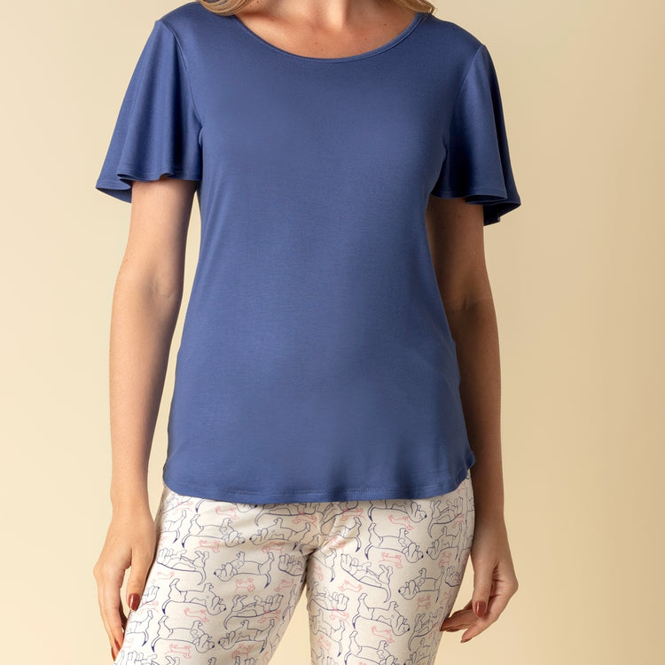 Pijama Feminino Capri Azul Dachshund