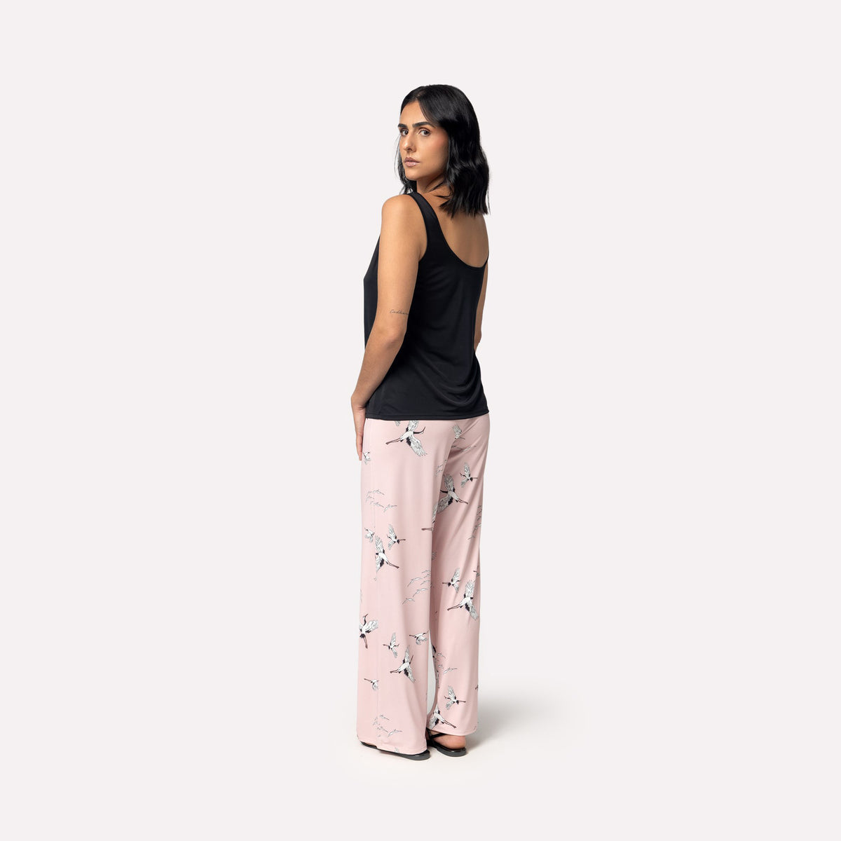 Pijama Feminino Regata Rosa Heron com Preto