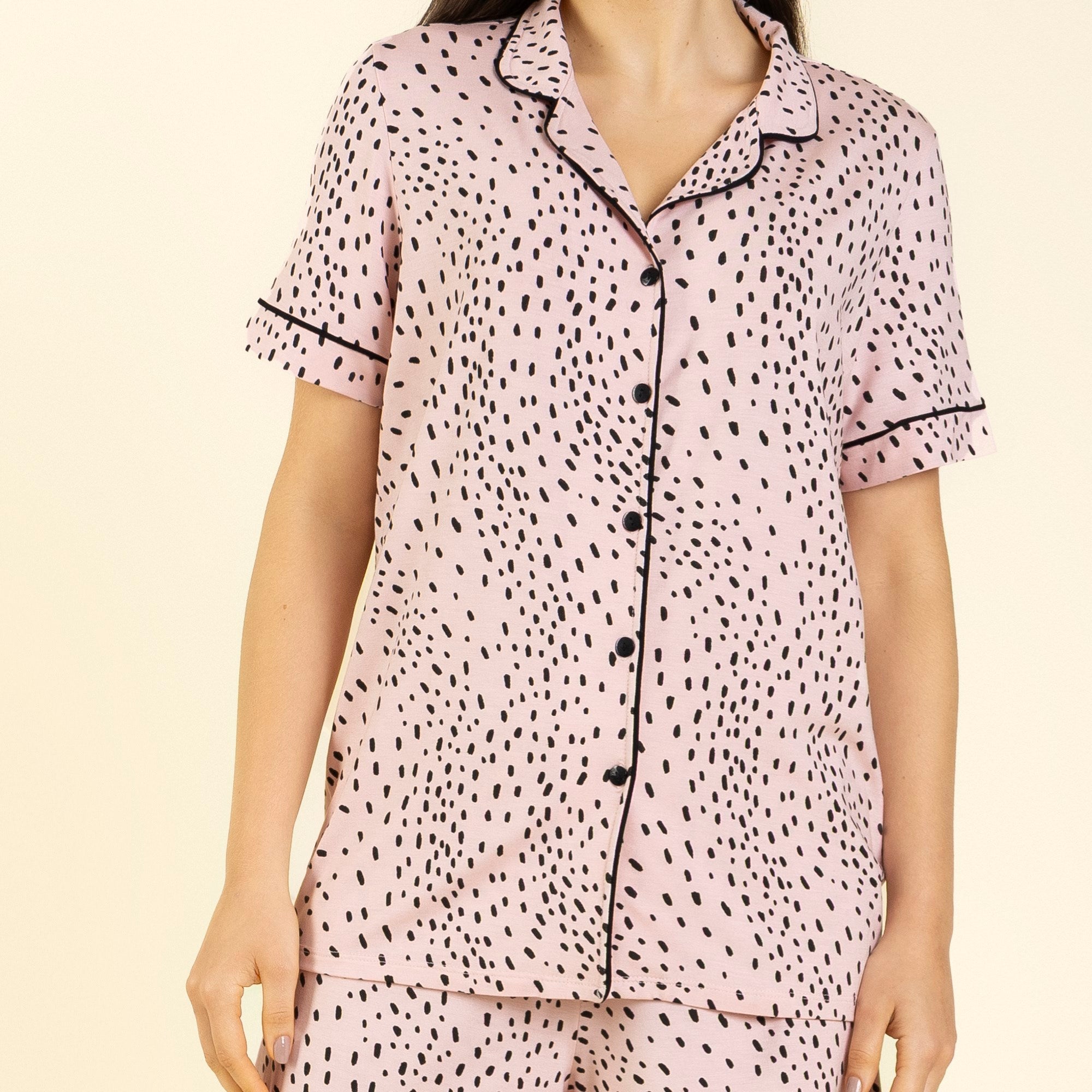 Pijama Feminino Curto Aberto Rosa Polka Dots
