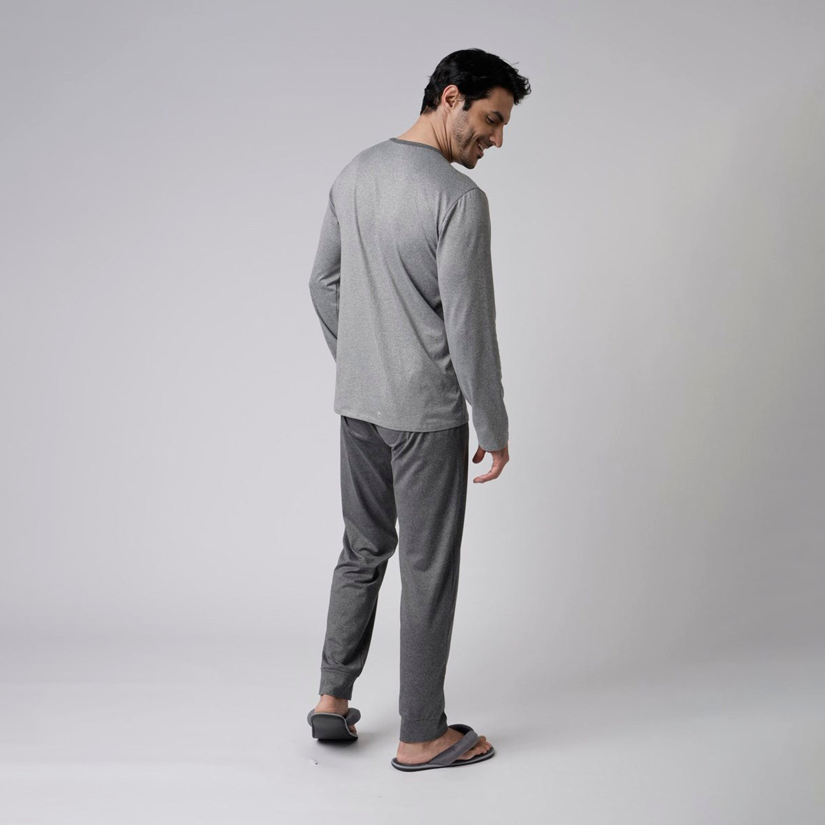 Pijama Masculino Longo Cinza Mescla