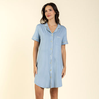Camisão Feminino Curto Aberto Azul Sereno
