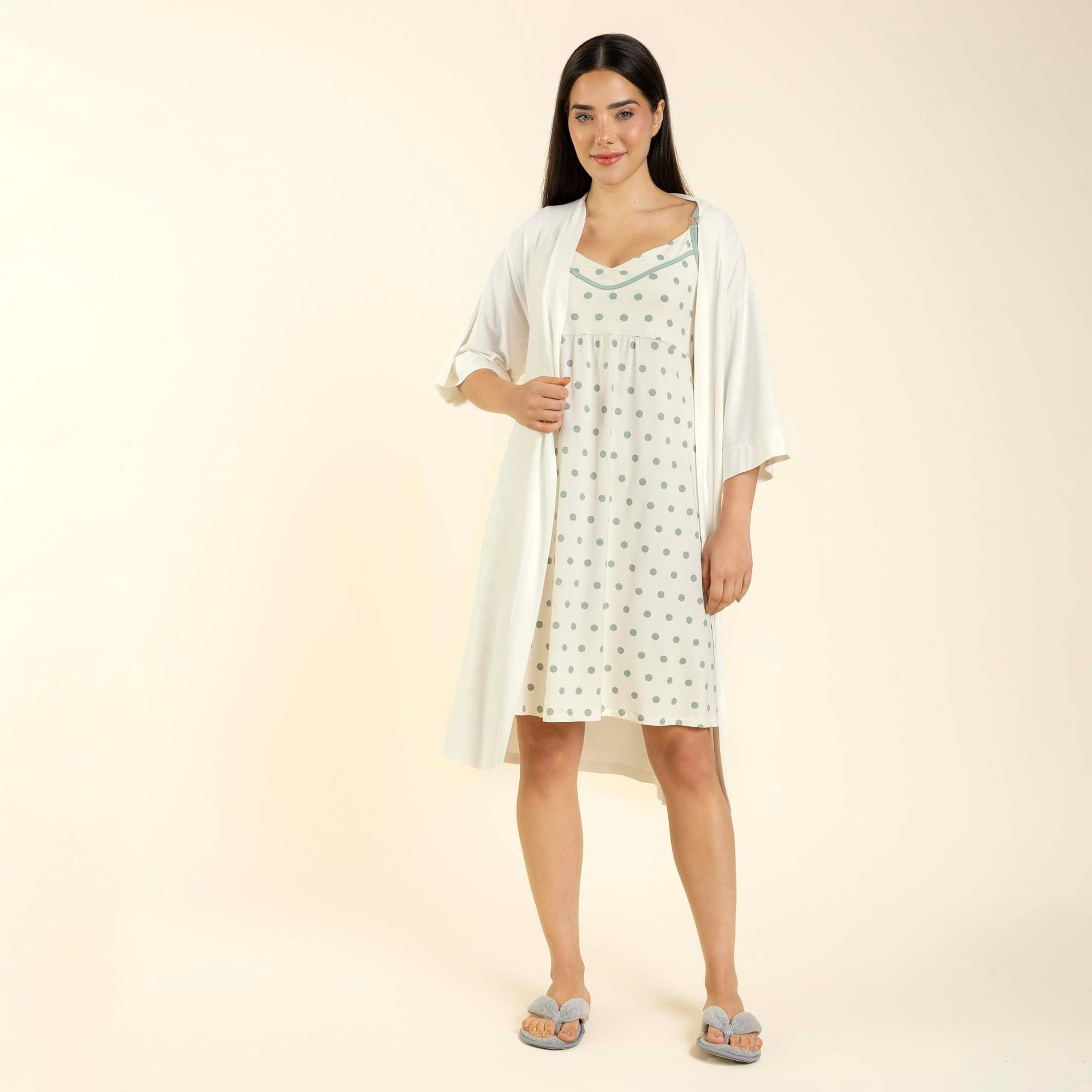 Camisola Gestante de Alça Poá Green