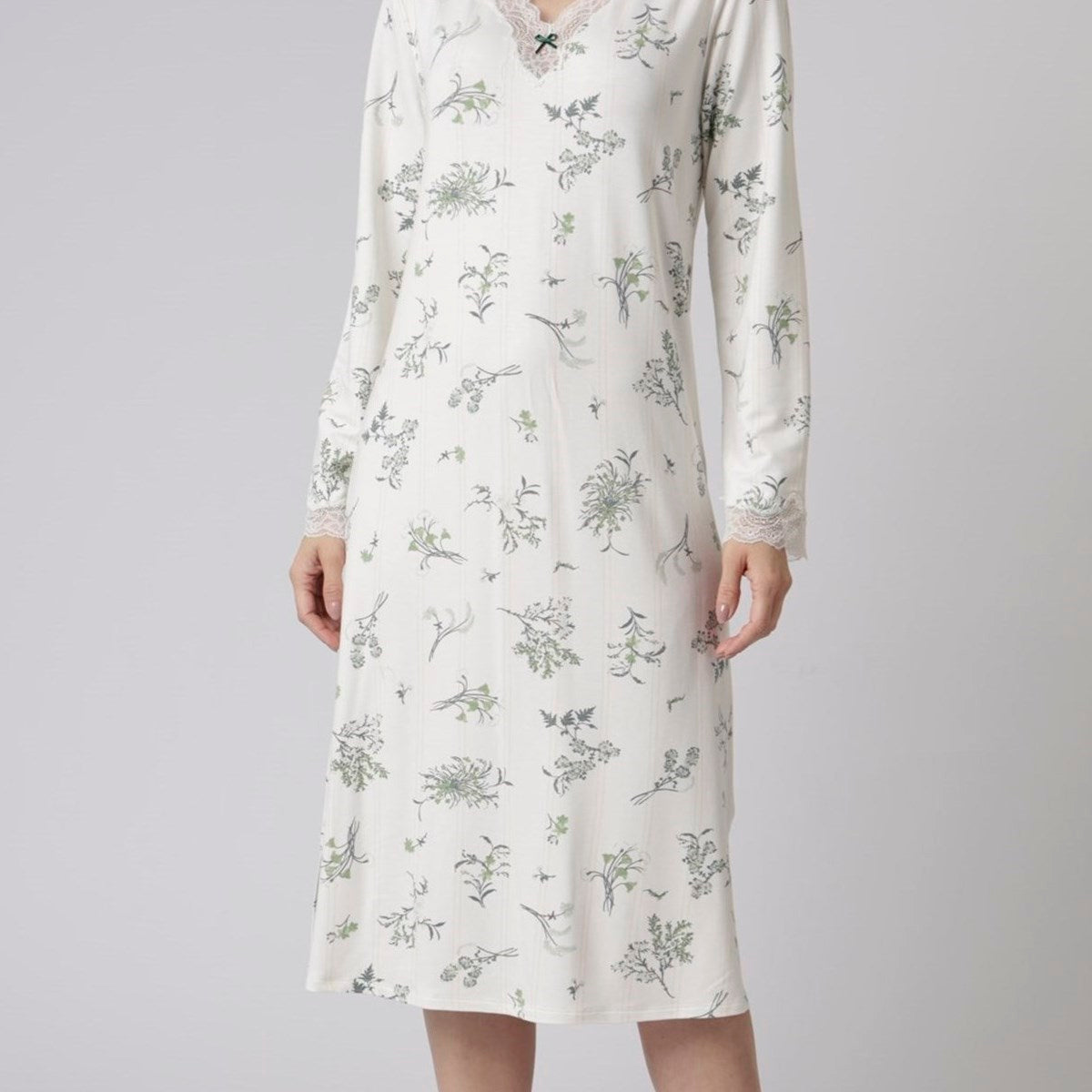 Camisola Midi Manga Longa Floral Botânica