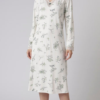 Camisola Midi Manga Longa Floral Botânica
