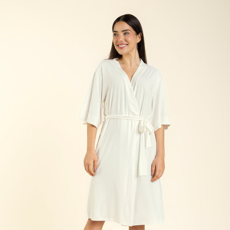 Robe Feminino com Manga 3/4 Off White